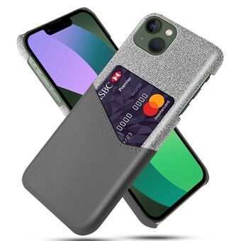 Voor iPhone 14 Plus 6.7 inch Doek Textuur Anti-drop Telefoon Case PU Leer Gecoat Hard PC Beschermende Shell met Card Slot:
