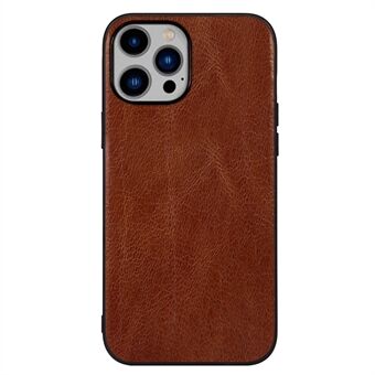 Voor iPhone 14 Plus 6.7 inch Slijtvaste Drop-proof Crazy Horse Textuur Telefoon Case Echt Rundleer Gecoate PC + TPU Beschermhoes