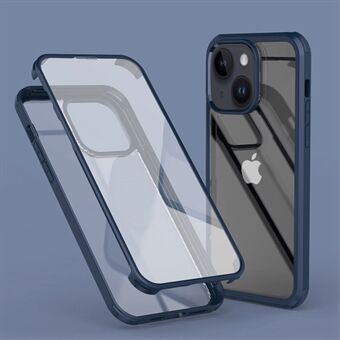 Voor iPhone 14 Plus HD Clear Dubbelzijdig Gehard Glas Telefoon Case Afneembare 2-in-1 Volledige Bescherming Telefoon Cover