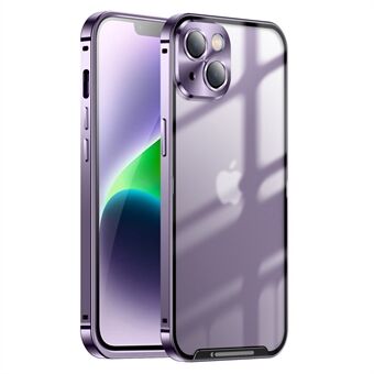 Voor iPhone 14 Plus Anti-val Ultra Slim Phone Case Aluminium Bumper Frame Matte Mobiele Telefoon Beschermhoes met Camera Lens Protector