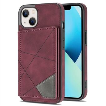 Voor iPhone 14 Plus 6.7 inch Lijn Splicing Bedrukt Mobiel Case Card Pocket Kickstand slijtvaste PU Lederen Telefoon Cover