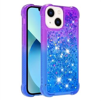 YB Drijfzand Series-3 voor iPhone 14 Plus 6.7 inch Kleurverloop Moving Glitters Drijfzand Telefoon Case Schokbestendig TPU Cover