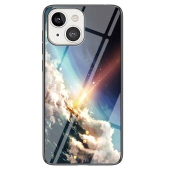 Starry patroon ontwerp telefoon hoesje voor iPhone 14 Plus 6,7 inch, slagvaste TPU bumper gehard glas PC achterkant
