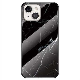 Voor iPhone 14 Plus 6.7 inch Scratch Telefoon Case met Marmer Patroon Gehard Glas + PC + TPU Ultra Slim Hybrid Back Cover