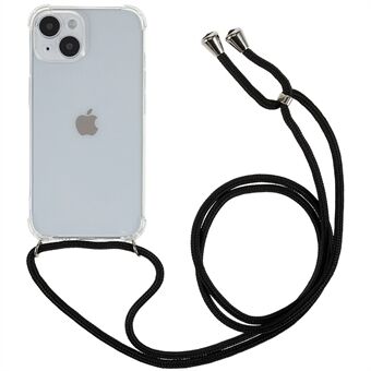 Voor iPhone 14 Plus Anti Scratch Soft TPU Phone Case Versterkte Hoek Cover met Lanyard