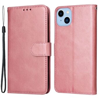 Voor iPhone 14 Plus Kalf Textuur PU Leer Magnetische Sluiting Telefoon Stand Portemonnee Cover Drop-proof Case: