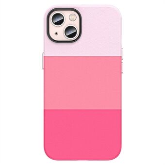Voor iPhone 14 Plus Back Shell, drie kleuren splicing lederen gecoate pc mobiele telefoon case