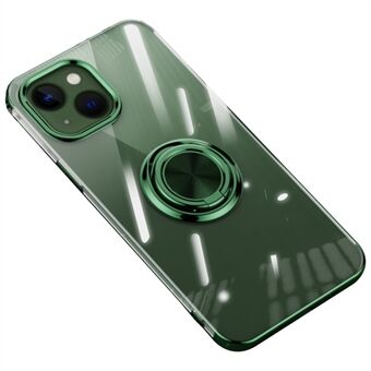 Voor iPhone 14 Plus Transparante Zachte TPU Telefoon Case Ring Houder Kickstand Galvaniseren Mobiele Telefoon Achterkant: