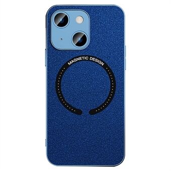 Voor iPhone 14 Plus Compatibel met MagSafe Magnetisch Opladen Telefoon Case PU Leer Textuur Galvanische Telefoon Cover