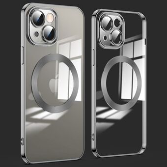 Voor iPhone 14 Plus Magnetisch opladen Drop-proof Telefoon Achterkant Ultradunne telefoonhoes met lensfilm