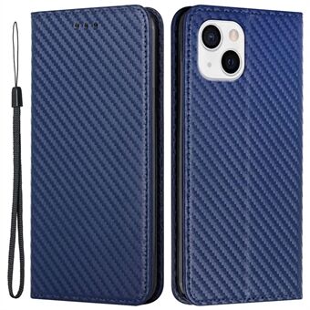 Voor iPhone 14 Plus Koolstofvezel Textuur Volledig Verpakt PU Lederen Case Auto Magnetische Gesloten Flip Stand Wallet Cover:
