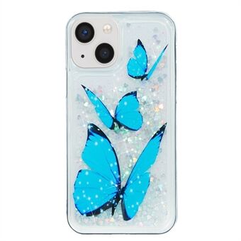 Voor iPhone 14 Plus Bling Glitter Vloeibare Drijvende Drijfzand Case Patroon Afdrukken Clear Soft TPU Beschermende Telefoon Cover: