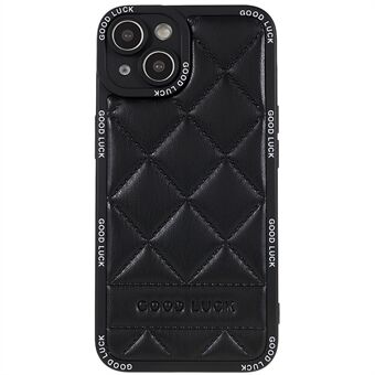 Voor iPhone 14 Plus Shockproof Rhombic Grid Texture Phone Case PU Leather + PC + TPU Anti- Scratch Phone Back Cover