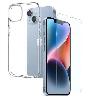 NORTHJO Ultra Clear Shockproof Case voor iPhone 14 Plus 2 in 1 Anti-Drop TPU Telefoon Cover met Gehard Glas Screen Protector