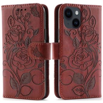 Telefoonhoesje voor iPhone 14 Plus, bedrukte rozen PU-leer Magnetische sluiting Flip Wallet Cover Stand Drop-proof Telefoon Shell