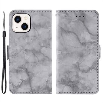 Voor iPhone 14 Plus Scratch Marmer Patroon Stand Shell, Dual Magnetic Sluiting PU Leather Book Style Flip Wallet Cover - Grijs