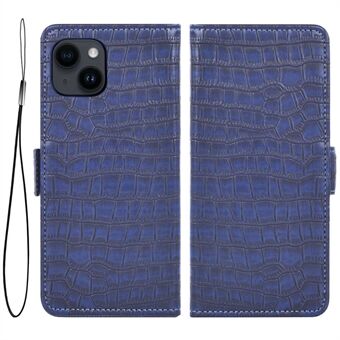 Voor iPhone 14 Plus Krokodil Textuur Telefoon Schokbestendig Hoesje Dubbele Magnetische Sluiting PU Lederen Portemonnee Stand Cover