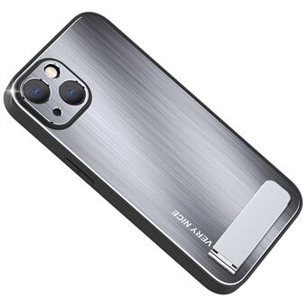 Voor iPhone 14 Plus standaard telefoonhoes TPU-frame geborsteld aluminium Scratch achterkant