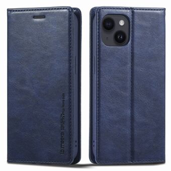 LC. IMEEKE Voor iPhone 14 Plus RFID Blocking PU Lederen Telefoon Case Wallet Stand Magnetische Auto-geabsorbeerd Folio Flip Cover