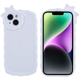 Voor iPhone 14 Plus Valbestendige mobiele telefoonhoes Effen witte beschermende TPU-telefoonhoes met 3D Cartoon Monster-ontwerp
