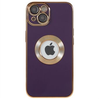 Voor iPhone 14 Plus Hollow Logo Hole Design Beschermende Telefoon Cover CD Textuur Ring Decor TPU Case met Lens Film