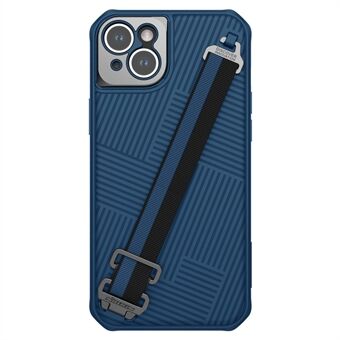NILLKIN TPU + PC hybride hoesje voor iPhone 14 Plus, gestreept ontwerp Anti- Scratch beschermende telefoonhoes met afneembare handriem