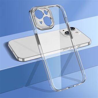 Voor iPhone 14 Plus Valbestendige harde pc-achterkant Camerabescherming Frame Kristalheldere telefoonhoes - Transparant / zilveren frame