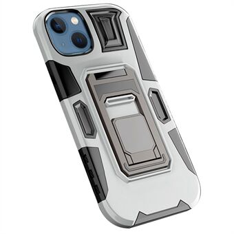 Voor iPhone 14 Plus Valbestendig telefoonhoesje Standaard TPU + pc-beschermhoes Ingebouwde magnetische metalen plaat