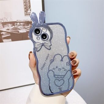 Rabbit Design TPU Case voor iPhone 14 Plus Anti-drop Galvaniseren Telefoon Cover Gradiënt Glitter Beschermhoes