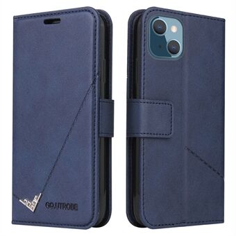 GQ.UTROBE Voor iPhone 14 Plus Wallet Stand PU Leather Case Rechthoekig Metalen Decor Mobiele Telefoon Cover