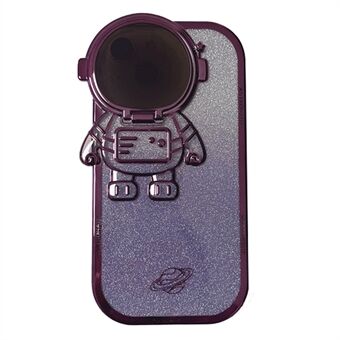 Anti-drop TPU-telefoonhoes voor iPhone 14 Plus Spaceman Glitterontwerp Galvaniserende beschermhoes met lensdop