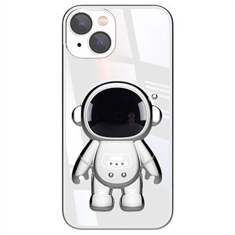 Voor iPhone 14 Plus Astronaut-vormige standaard telefoonhoes galvaniseren telefoonhoes met lensfilm