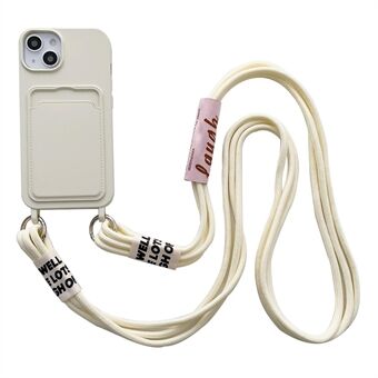 Voor iPhone 14 Plus kaartsleuf telefoonhoes anti Scratch vloeibare siliconen beschermende telefoonhoes met ophangriem