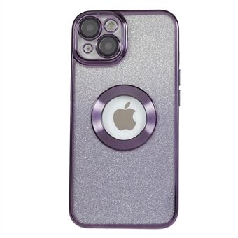 Voor iPhone 14 Plus Glitter telefoonhoes Galvaniseren CD Ader Logo Gat Zachte TPU-hoes met cameralensbeschermer