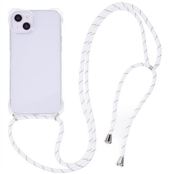 Voor iPhone 14 Plus Clear Acryl Back Soft TPU Case Versterkte Hoeken Telefoon Cover met Lanyard