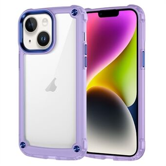 Voor iPhone 14 Plus Legering Lensframe Telefoonhoes Skin-touch PC + TPU Clear Drop-proof Cover