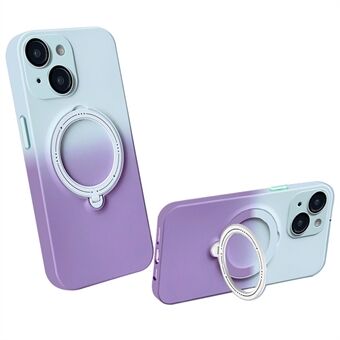 Voor iPhone 14 Plus magnetische telefoonhoes roterende standaard verloop TPU-hoes met lensbeschermer