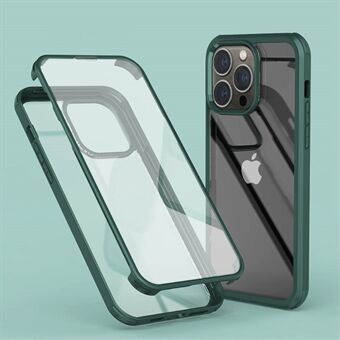 Voor iPhone 14 Pro Max Anti- Scratch HD Clear Phone Case Afneembare 2-in-1 Dubbelzijdig Gehard Glas Telefoon Cover