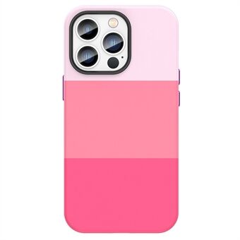 Voor iPhone 14 Pro Max 6.7 inch Drie Kleur Splicing Leer Gecoate PC Mobiele Telefoon Case Drop-proof Slijtvaste Shell: