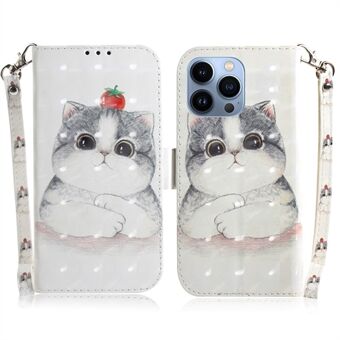Voor iPhone 14 Pro Max 6.7 inch 3D Patroon Afdrukken PU Leer Schokbestendig Case Telefoon Stand Portemonnee Cover met Riem: