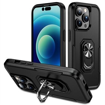 Defender Series voor iPhone 14 Pro Max 6,7 inch Ring Kickstand Phone Case PC + TPU Goed beschermde Hybrid Cover