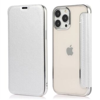 Voor iPhone 14 Pro Max 6.7 inch PU Lederen Folio Flip Case Kaartsleuf Clear Soft TPU Back Stand Galvaniseren Shell: