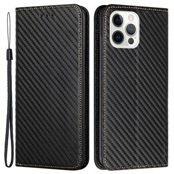 Voor iPhone 14 Pro Max 6.7 inch Goed beschermde Carbon Fiber Textuur PU Leather Case Auto Magnetische Gesloten Flip Stand Wallet Cover: