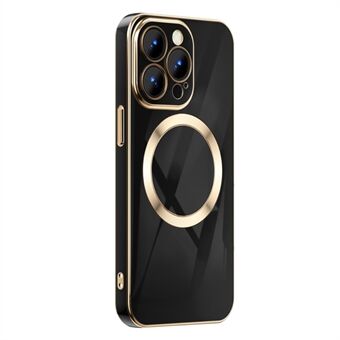 Voor iPhone 14 Pro Max Telefoonhoes Gouden Edge Schokbestendige TPU Cover Ondersteuning Draadloos magnetisch opladen