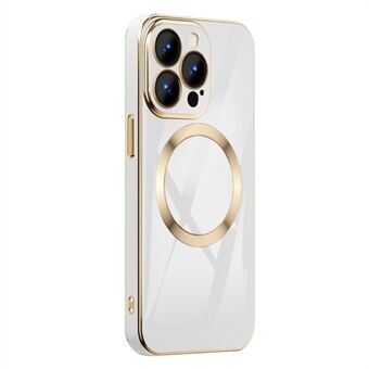 Voor iPhone 14 Pro Max 6.7 inch Telefoon Case Gold Edge Schokbestendige TPU Cover Ondersteuning Draadloos Magnetisch Opladen:
