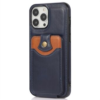Voor iPhone 14 Pro Max PU lederen telefoonhoes in Classic stijl Kickstand Verticale flip-kaartzakontwerp Schokbestendige telefoonhoes