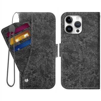 Mobiele telefoon Case Back voor iPhone 14 Pro Max, PU-leer Water-inkt schilderij Textuur Roterende kaartsleuven Houder Stand Wallet Cover