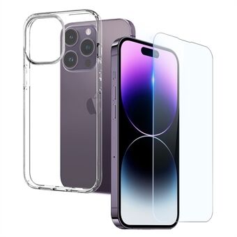 NORTHJO Voor iPhone 14 Pro Max Anti-Fall Shockproof Case 2 in 1 Ultra Clear TPU Telefoon Cover met Gehard Glas Screen Protector