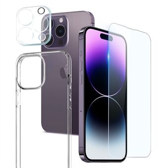 NORTHJO HD 3-in-1 TPU-telefoonhoes voor iPhone 14 Pro Max Schokbestendig anti-valhoes met gehard glazen schermbeschermer / cameralensafdekking