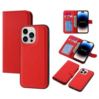 Voor iPhone 14 Pro Max Cross Texture Flodable Stand Leather Wallet Cover Afneembare TPU beschermhoes